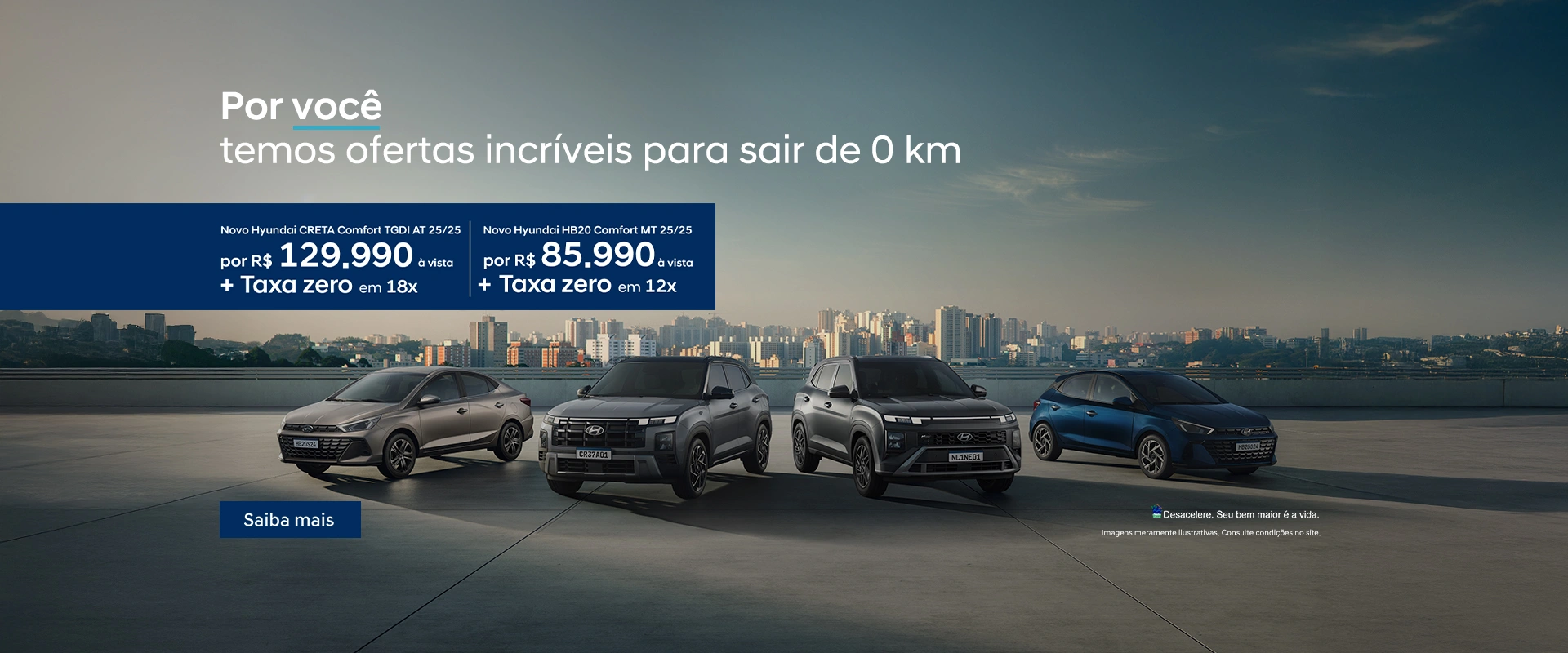 Novo Hyundai CRETA Comfort TGDI AT 25/25 - Por R$ 129.990 à vista + Taxa Zero em 18x